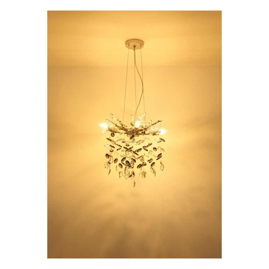 Globo - Hanglamp met kabel 4xE14/40W/230V zilver