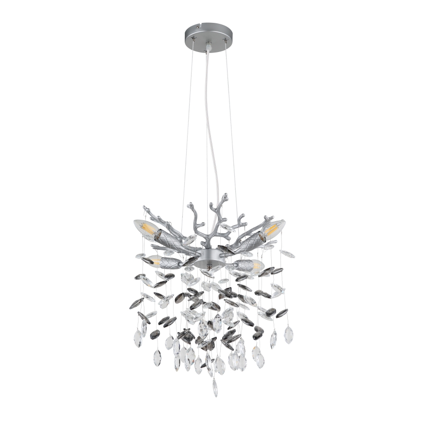 Globo - Hanglamp met kabel 4xE14/40W/230V zilver