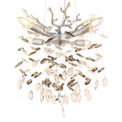 Globo - Hanglamp met kabel 4xE14/40W/230V zilver