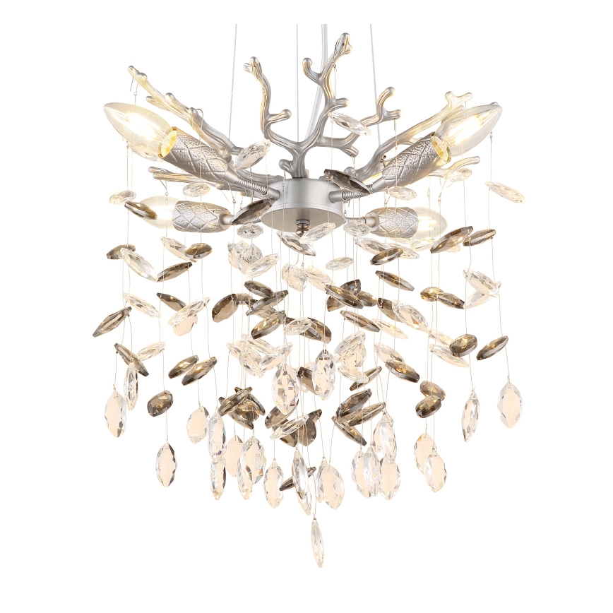 Globo - Hanglamp met kabel 4xE14/40W/230V zilver