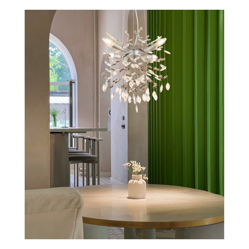 Globo - Suspension sur câble 4xE14/40W/230V argentée