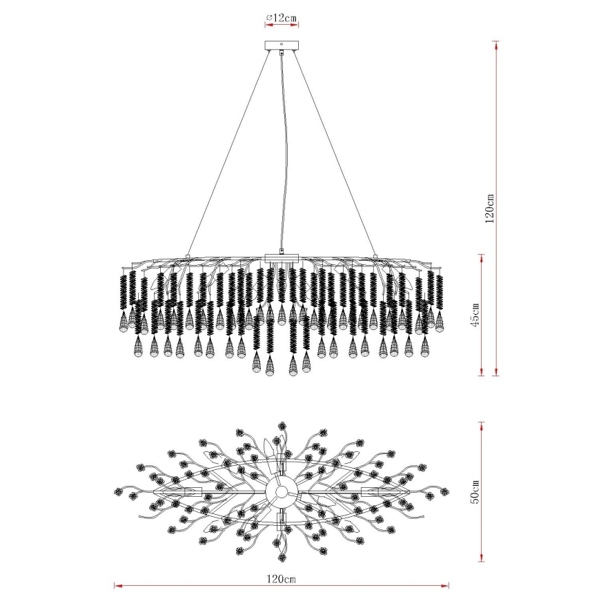 Globo - Kroonluchter met kabel, 12x E14/40W/230V