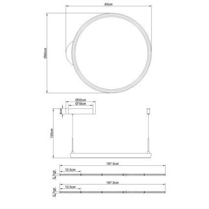 Globo - Dimbare LED hanglamp aan een koord LED/36W/230V 2700-6000K zwart + afstandsbediening