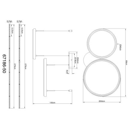 Globo - Dimbare LED hanglamp aan een koord LED/50W/230V 2700-6000K zwart + afstandsbediening