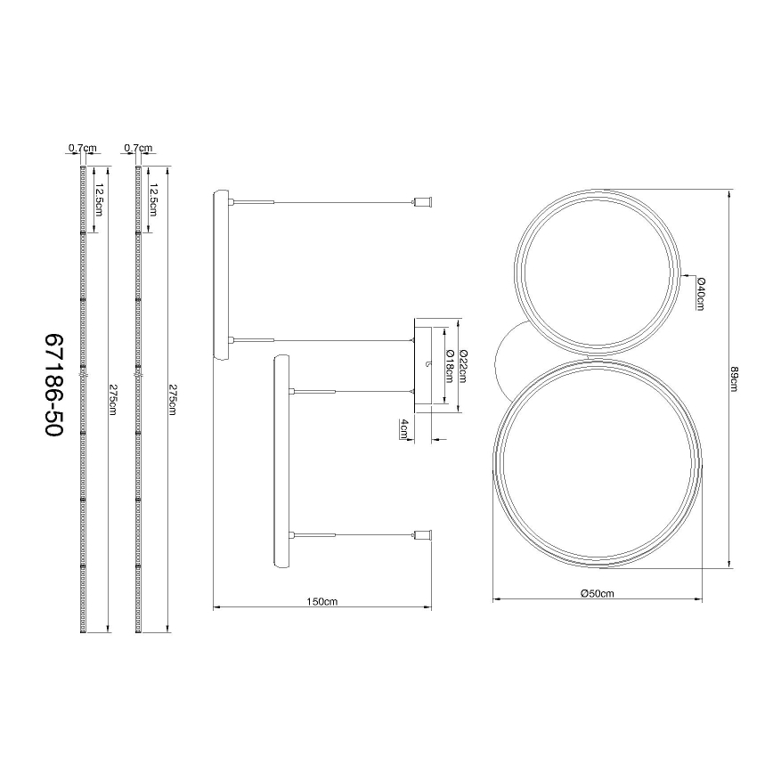 Globo - Dimbare LED hanglamp aan een koord LED/50W/230V 2700-6000K zwart + afstandsbediening