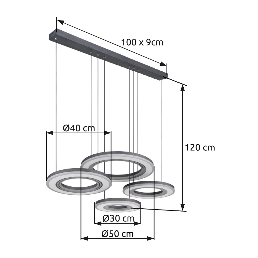 Globo - Dimbare LED hanglamp aan een koord LED/80W/230V 2700-6000K zwart + afstandsbediening