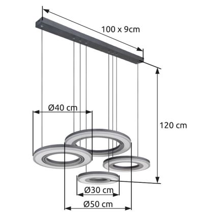Globo - Suspension filaire à intensité variable LED/80W/230V 2700-6000K noir + Télécommande