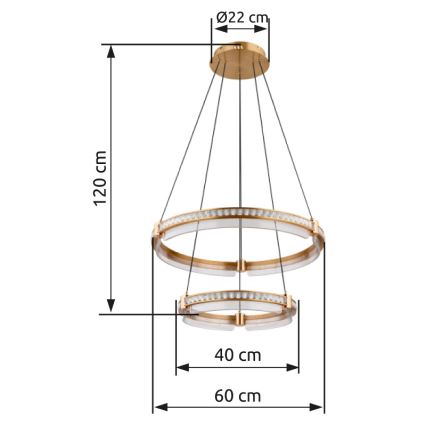 Globo - LED Dimbaar kristal Hanglamp aan een touw LED/78W/230V 2700K-6000K + afstandsbediening