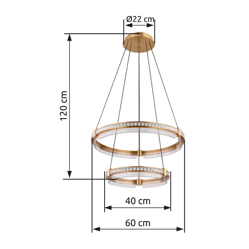 Globo - LED Dimbaar kristal Hanglamp aan een touw LED/78W/230V 2700K-6000K + afstandsbediening