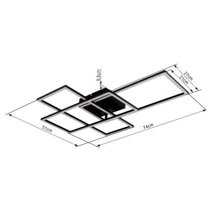 Globo - Plafonnier LED dimmable LED/40W/230V 2700-6500K 51x74 cm Wi-Fi Tuya avec télécommande