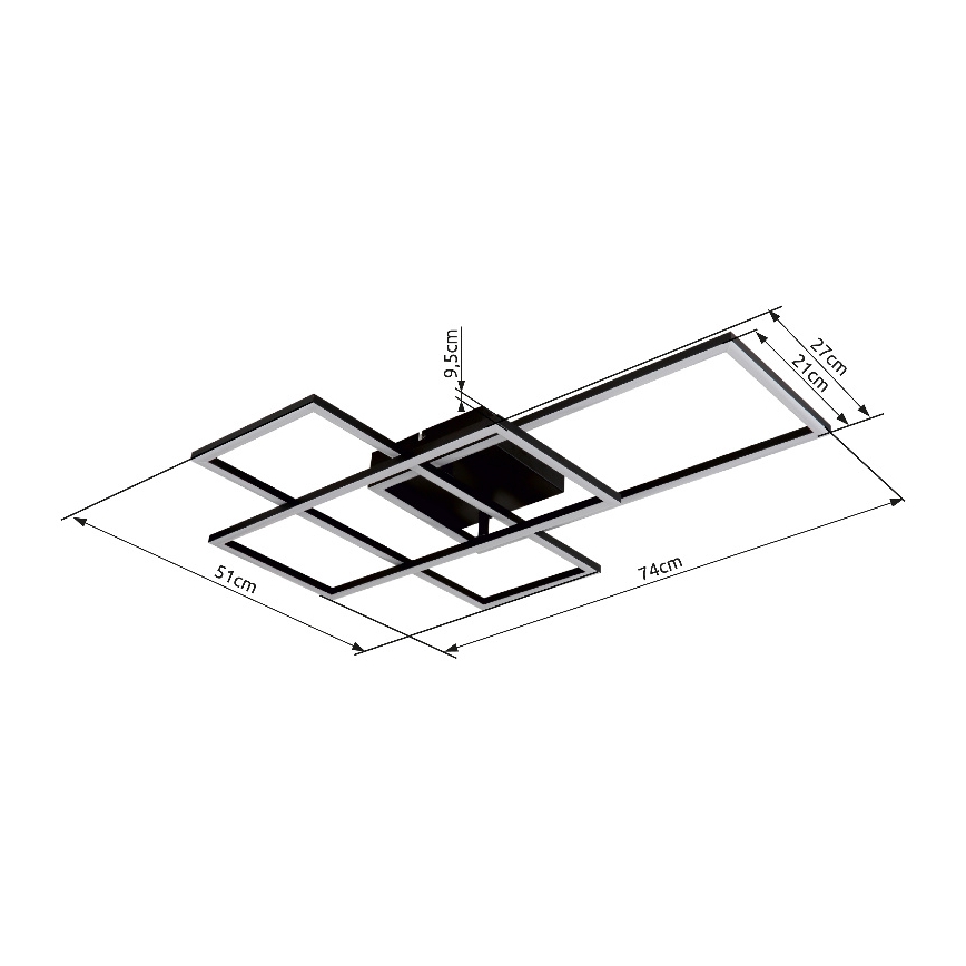 Globo - Plafonnier LED dimmable LED/40W/230V 2700-6500K 51x74 cm Wi-Fi Tuya avec télécommande