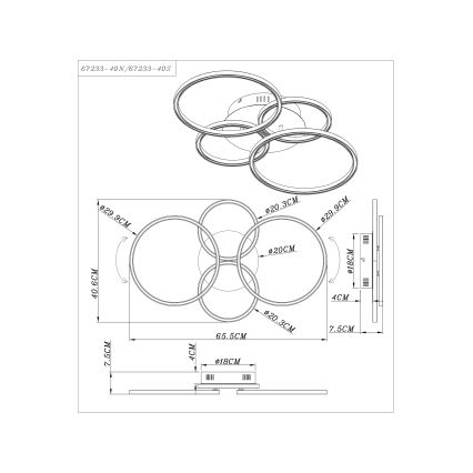 Globo - LED Hanglamp voor Oppervlak Montage LED/40W/230V