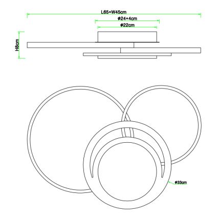 Globo - Plafonnier LED/40W/230V