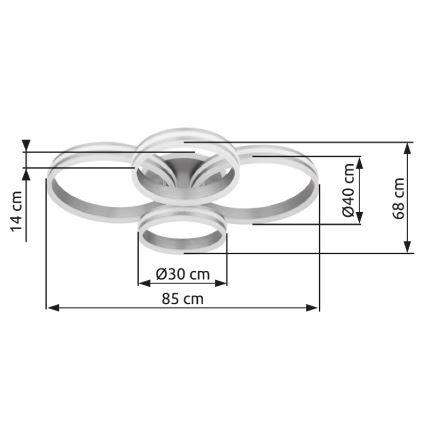 Globo - Plafonnier LED dimmable LED/90W/230V 2700-6000K 68x85 cm avec télécommande
