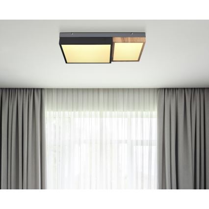 Globo 67286-30 - LED-plafondlamp GUNDI LED/30W/230V 35x65 cm bruin/zwart