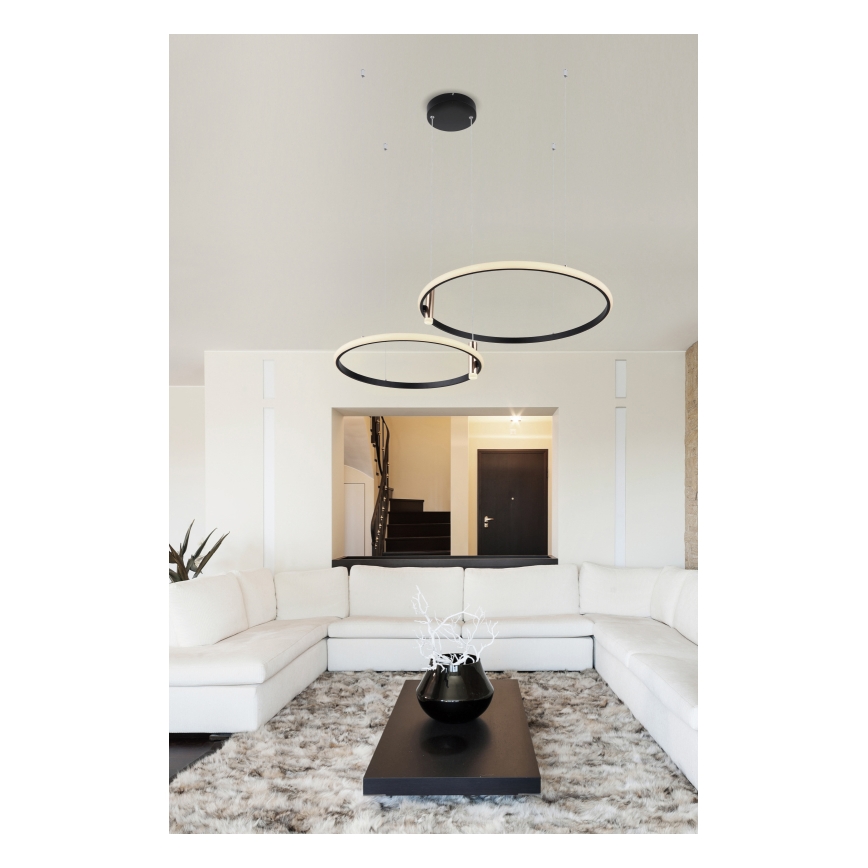 Globo - Dimbare LED hanglamp aan een koord LED/55W/230V 2700-6000K zwart + afstandsbediening