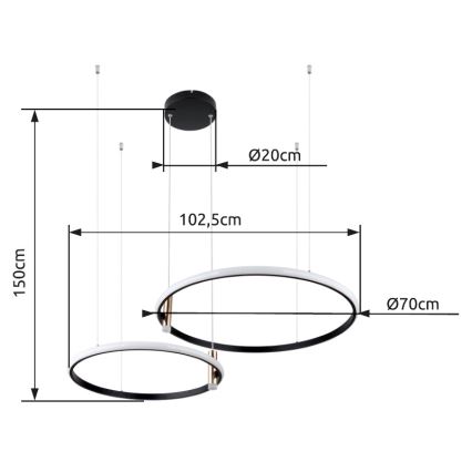 Globo - Dimbare LED hanglamp aan een koord LED/55W/230V 2700-6000K zwart + afstandsbediening