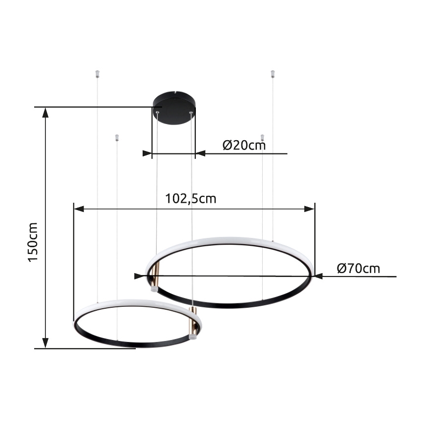 Globo - Dimbare LED hanglamp aan een koord LED/55W/230V 2700-6000K zwart + afstandsbediening