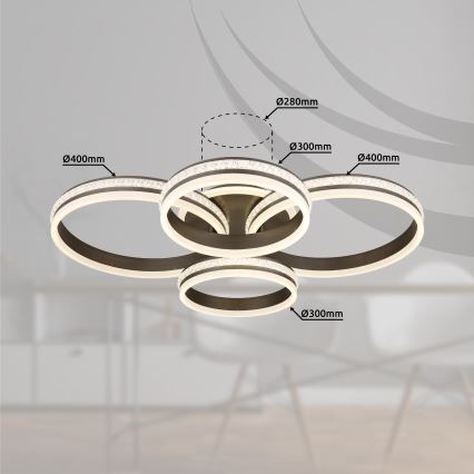 Globo - Dimbare LED plafondlamp LED/90W/230V 2700K-6000K + afstandsbediening