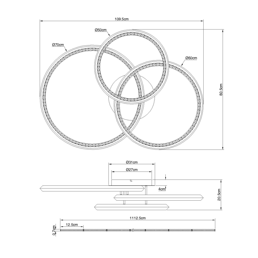 Globo - LED Dimbare plafondlamp LED/72W/230V 2700-6000K 109,5x80,5 cm + afstandsbediening