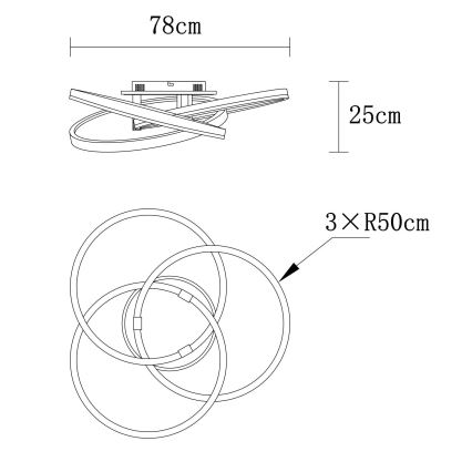 Globo - Plafonnier LED dimmable 75 W, 230 V, 2700–6000 K, Ø 78 cm + télécommande