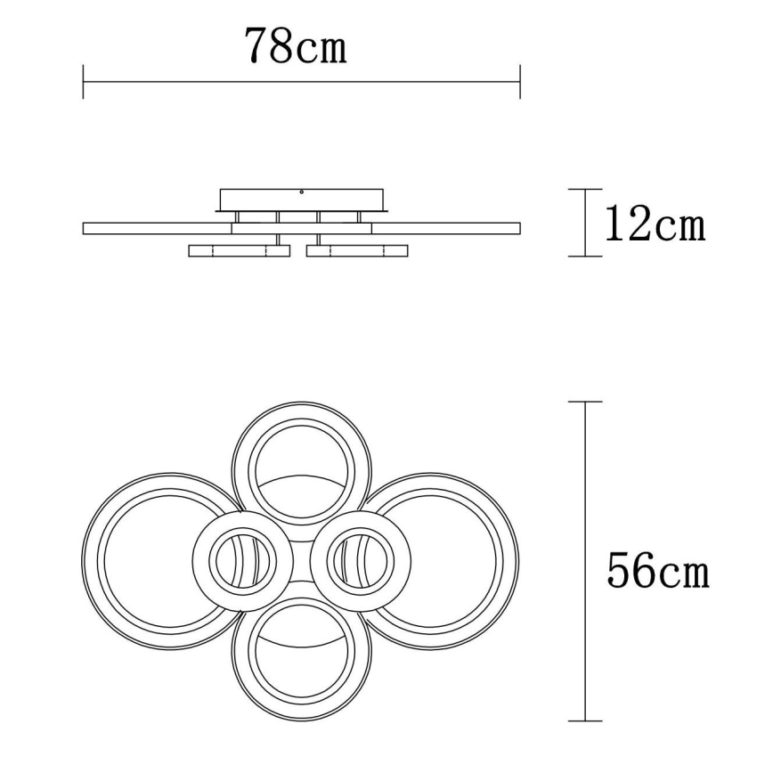Globo - LED dimbare plafondlamp LED/60W/230V 2700-6000K 56x78 cm antraciet + afstandsbediening