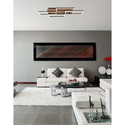Globo - Dimbare LED-plafondlamp LED/40W/230V 2700-6500K 32,5x87,5 cm bruin/zwart + afstandsbediening