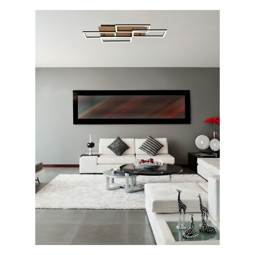 Globo - Dimbare LED-plafondlamp LED/40W/230V 2700-6500K 32,5x87,5 cm bruin/zwart + afstandsbediening