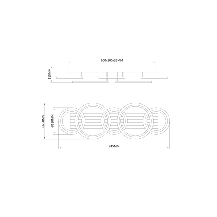 Globo - LED plafondlamp LED/34W/230V 3000/4200/600K 25x74,5 cm