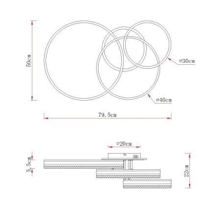 Globo - Dimbare LED-plafondlamp LED/72W/230V 2700-6000K zilverkleurig + afstandsbediening