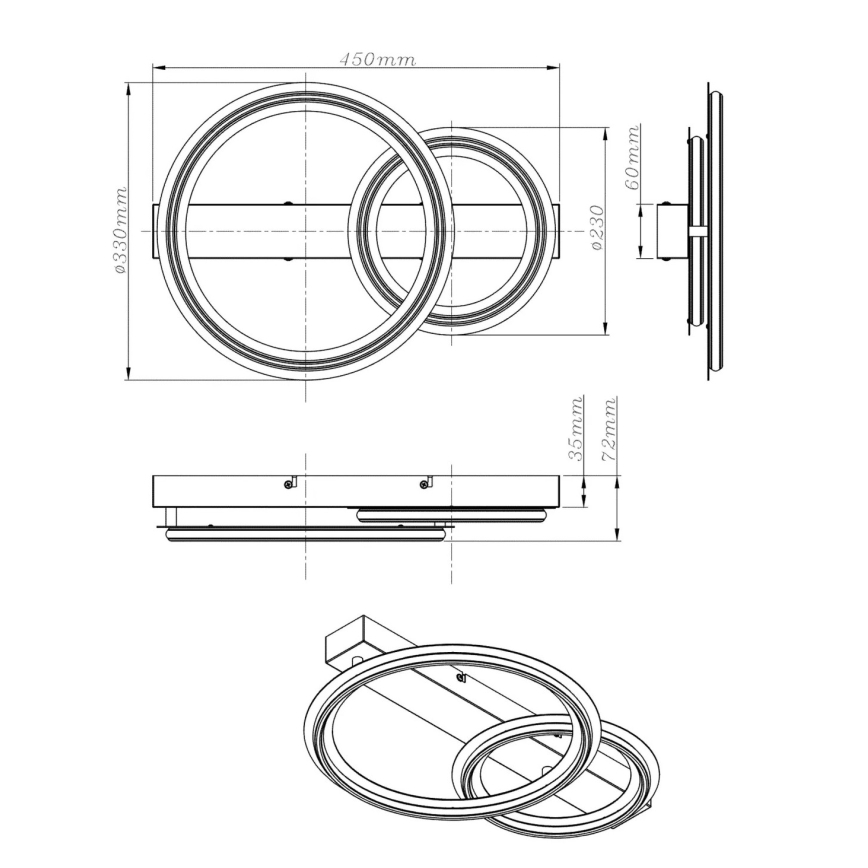 Globo - LED plafondlamp LED/30W/230V 3000K 33x45 cm