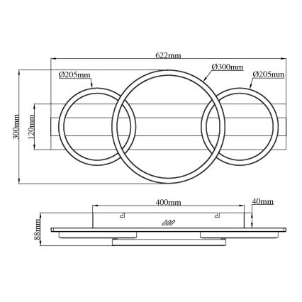Globo - Plafonnier LED/40W/230V 4000K 30x62,2 cm