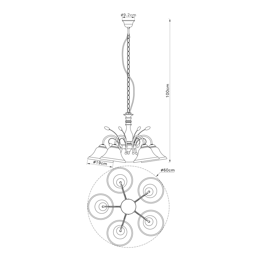 Globo - Suspension chaîne 5xE27/60W/230V
