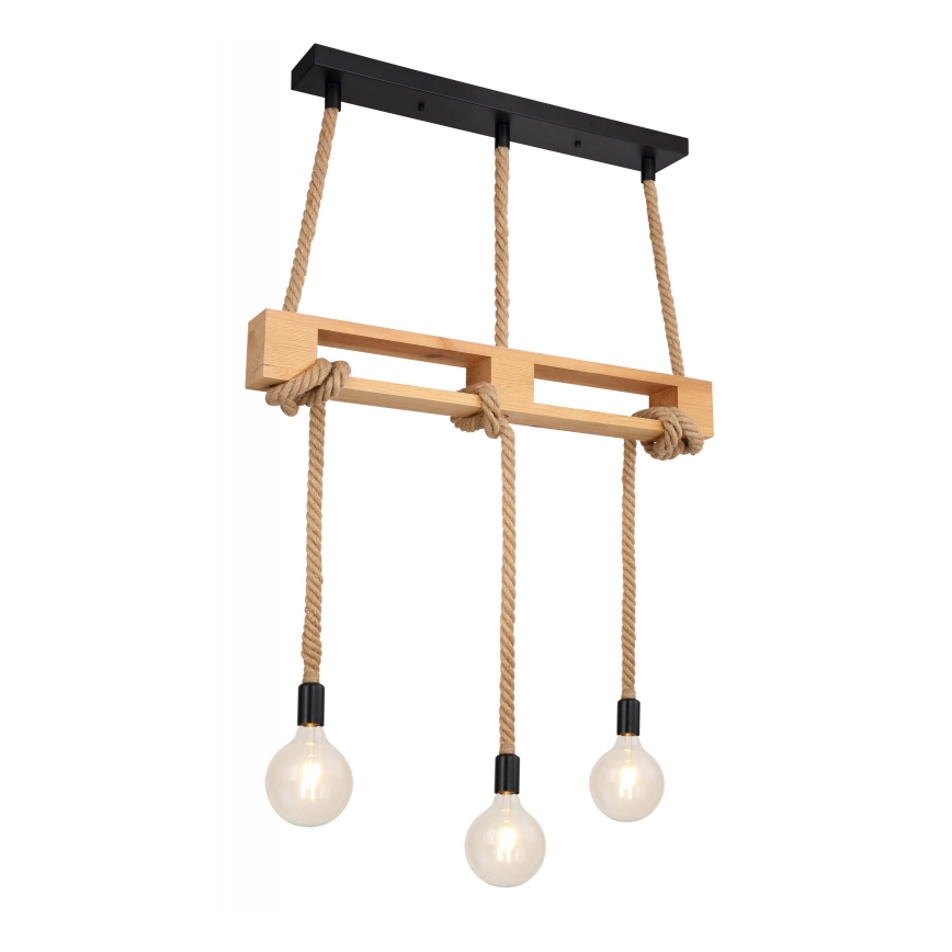 Globo - Hanglamp aan een koord 3xE27/60W/230V grenen