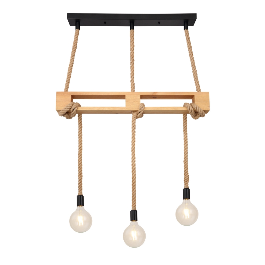Globo - Hanglamp aan een koord 3xE27/60W/230V grenen