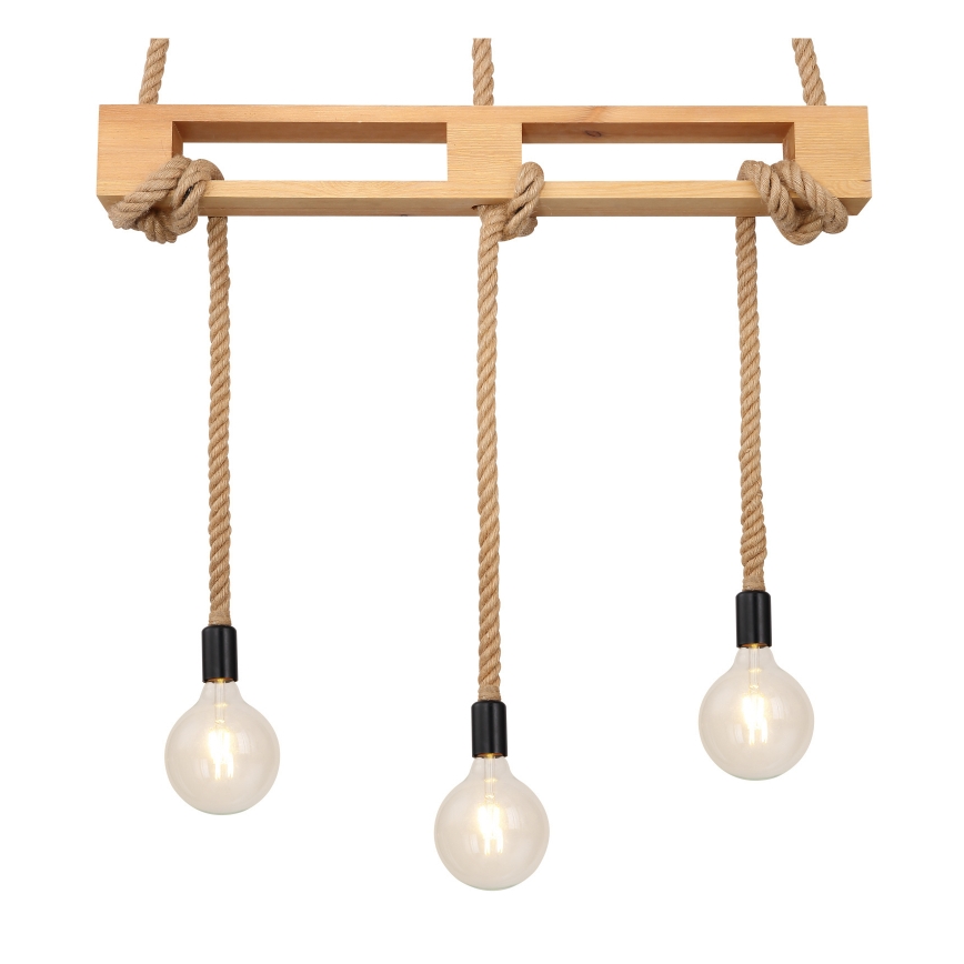 Globo - Hanglamp aan een koord 3xE27/60W/230V grenen