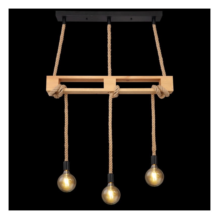 Globo - Hanglamp aan een koord 3xE27/60W/230V grenen