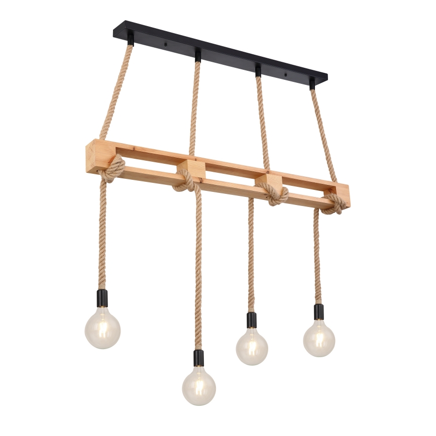 Globo - Hanglamp aan een koord 4xE27/60W/230V grenen