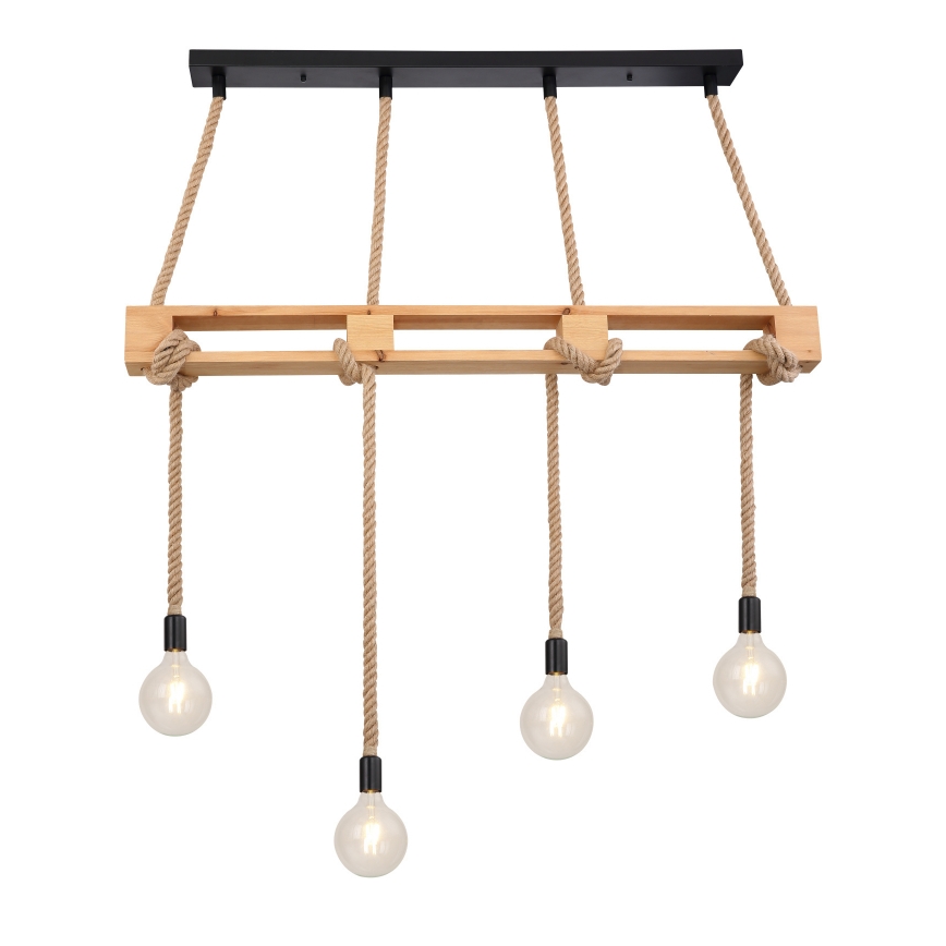 Globo - Hanglamp aan een koord 4xE27/60W/230V grenen