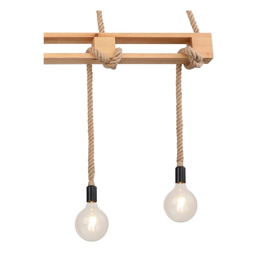 Globo - Hanglamp aan een koord 4xE27/60W/230V grenen