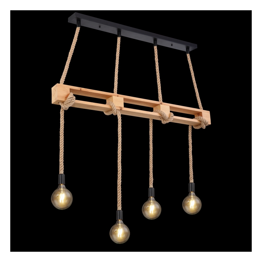 Globo - Hanglamp aan een koord 4xE27/60W/230V grenen