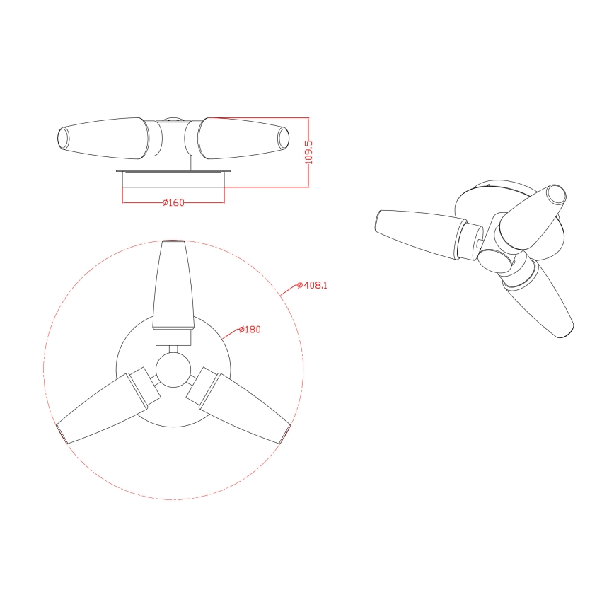 Globo 78160-3D - badkamer Spot 3xE14/20W IP44