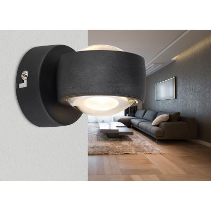Globo - Applique murale LED/7W/230V 3000K noire