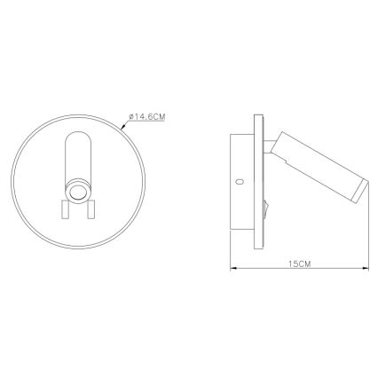 Globo - Spot mural LED/6W + LED/1W/230V