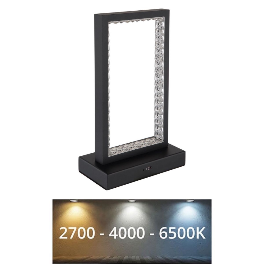 Globo - Dimbaar LED touch tafellampje LED/3W/3,7V 2700K/4000K/6500K 1800 mAh USB zwart