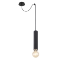 Globo - Hanglamp aan een koord 1xE27/60W/230V zwart hout