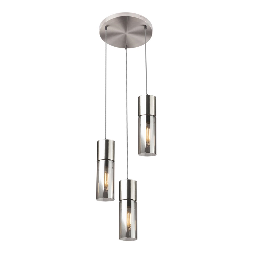Globo - Hanglamp aan een koord 3xE27/25W/230V diameter 30 cm mat chroom