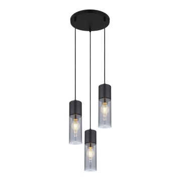 Globo - Hanglamp aan een koord 3xE27/25W/230V diameter 30 cm zwart