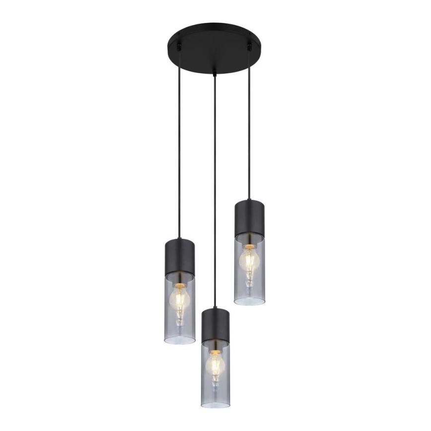 Globo - Hanglamp aan een koord 3xE27/25W/230V diameter 30 cm zwart