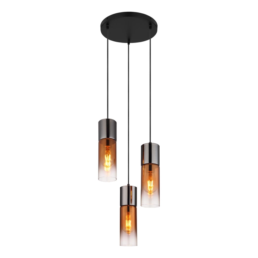 Globo - Hanglamp aan een koord 3xE27/25W/230V zwart/koper